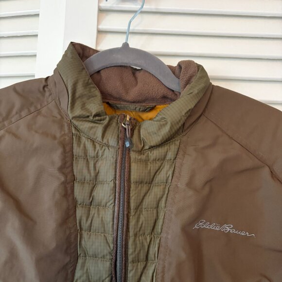 Eddie Bauer men's down field jacket large green brown insulated 700 - Picture 3 of 10